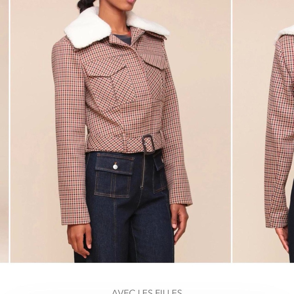 NWT - Avec Les Filles Women's Brown Checkered Jacket